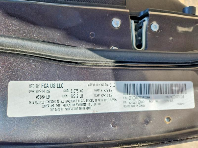 47197356 :رقم المزاد ، 2C3CDXBG6FH843956 vin ، 2015 Dodge Charger مزاد بيع