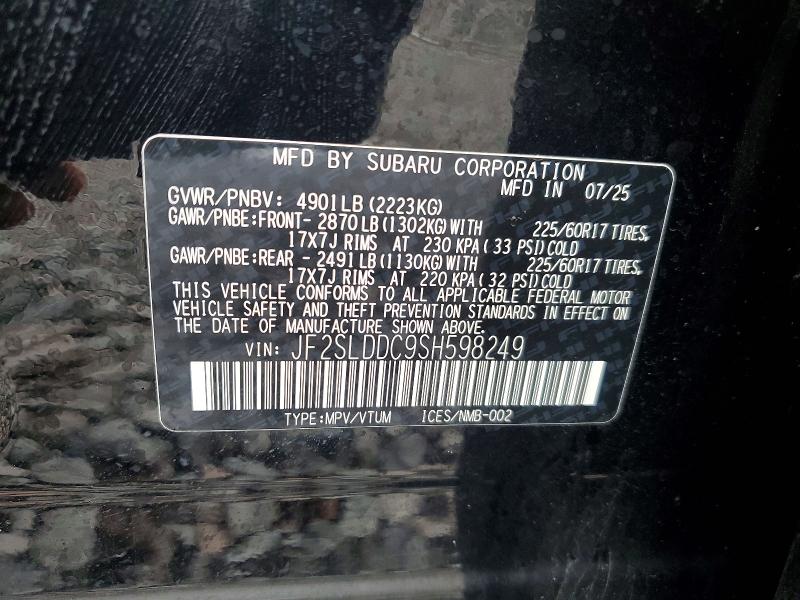 Продаж на аукціоні авто 2025 Subaru Forester, vin: JF2SLDDC9SH598249, номер лоту: 79894045