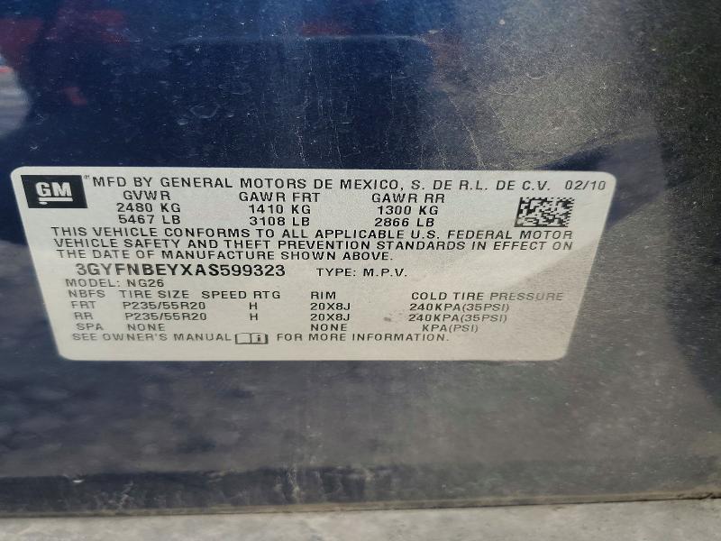 2010 Cadillac Srx მანქანა იყიდება აუქციონზე, vin: 3GYFNBEYXAS599323, აუქციონის ნომერი: 79447745