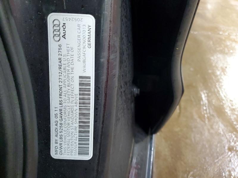 79815995 :رقم المزاد ، WAUBGAFC9CN007013 vin ، 2012 Audi A6 مزاد بيع