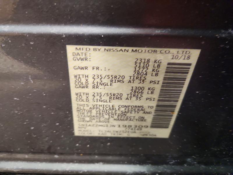46014066 :رقم المزاد ، 5N1AZ2MG1JN198309 vin ، 2018 Nissan Murano مزاد بيع