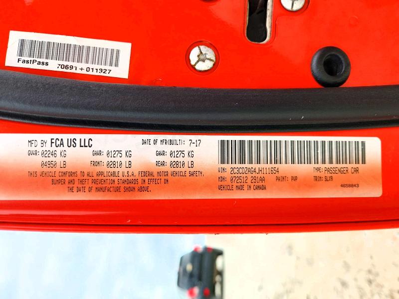 2018 Dodge Challenger მანქანა იყიდება აუქციონზე, vin: 2C3CDZAG4JH111654, აუქციონის ნომერი: 47930646