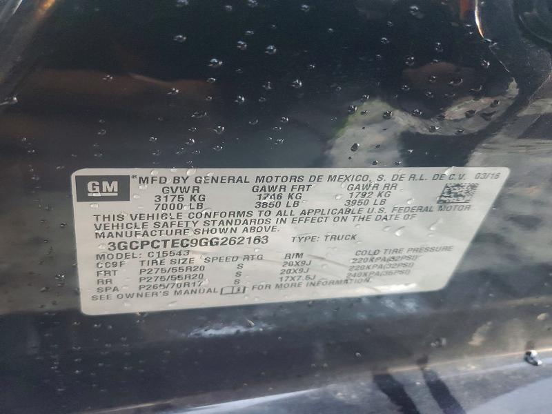 Продажа на аукционе авто 2016 Chevrolet Silverado, vin: 3GCPCTEC9GG262163, номер лота: 45558586