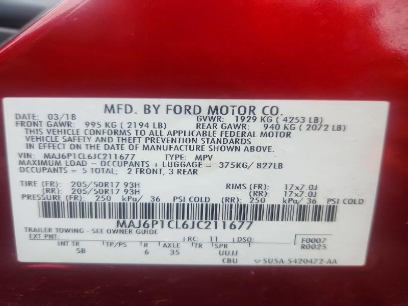 Aukcja sprzedaży 2018 Ford Ecosport, vin: MAJ6P1CL6JC211677, numer aukcji: 47193966