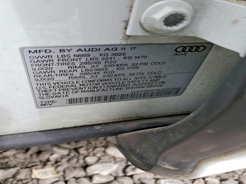 48364846 :رقم المزاد ، WA1VAAF76JD021663 vin ، 2018 Audi Q7 مزاد بيع