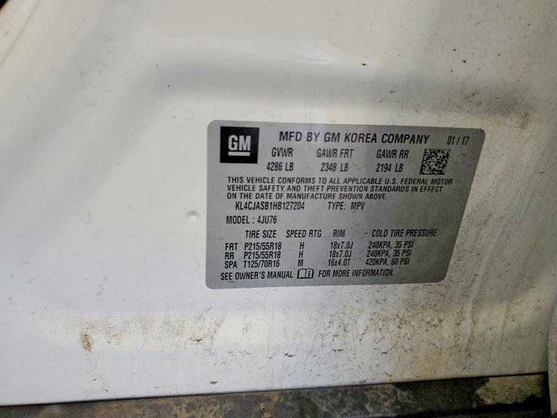 Auction sale of the 2017 Buick Encore, vin: KL4CJASB1HB127204, lot number: 41994156