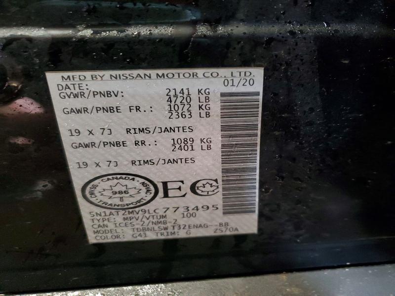 2020 Nissan Rogue მანქანა იყიდება აუქციონზე, vin: 5N1AT2MV9LC773495, აუქციონის ნომერი: 46899616
