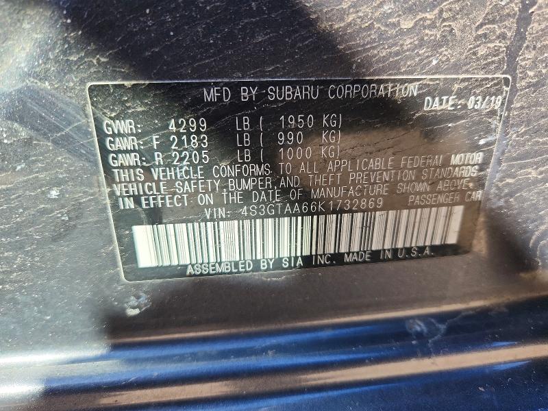 Продажа на аукционе авто 2019 Subaru Impreza, vin: 4S3GTAA66K1732869, номер лота: 46103056