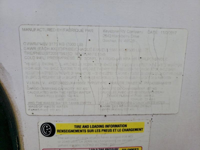 Продажа на аукционе авто 2018 Kyrv Passport, vin: 4YDT24022JX415682, номер лота: 47716736