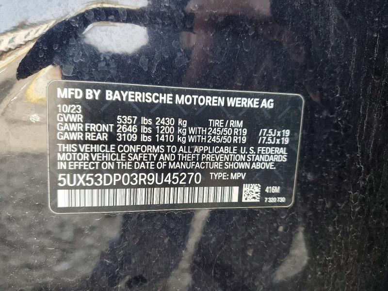 47876656 :رقم المزاد ، 5UX53DP03R9U45270 vin ، 2024 Bmw X3 مزاد بيع