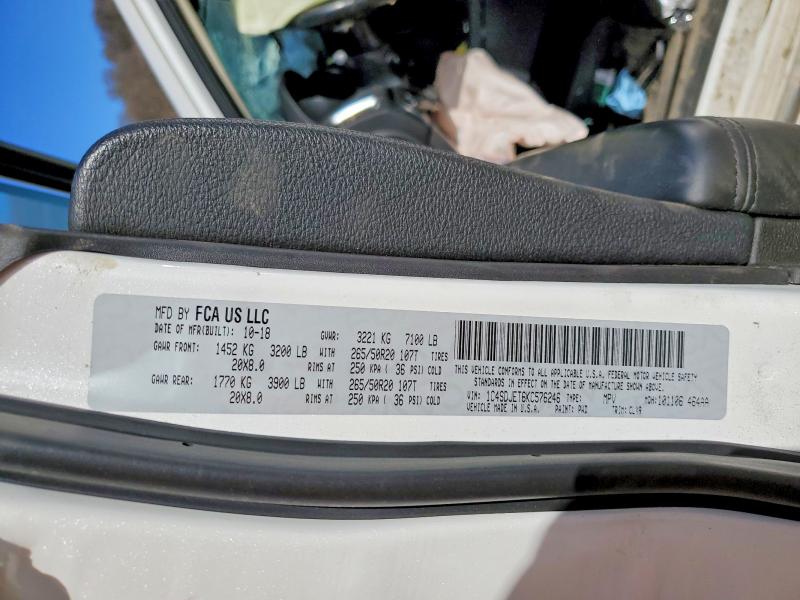 Продажа на аукционе авто 2019 Dodge Durango, vin: 1C4SDJET6KC576246, номер лота: 79162025