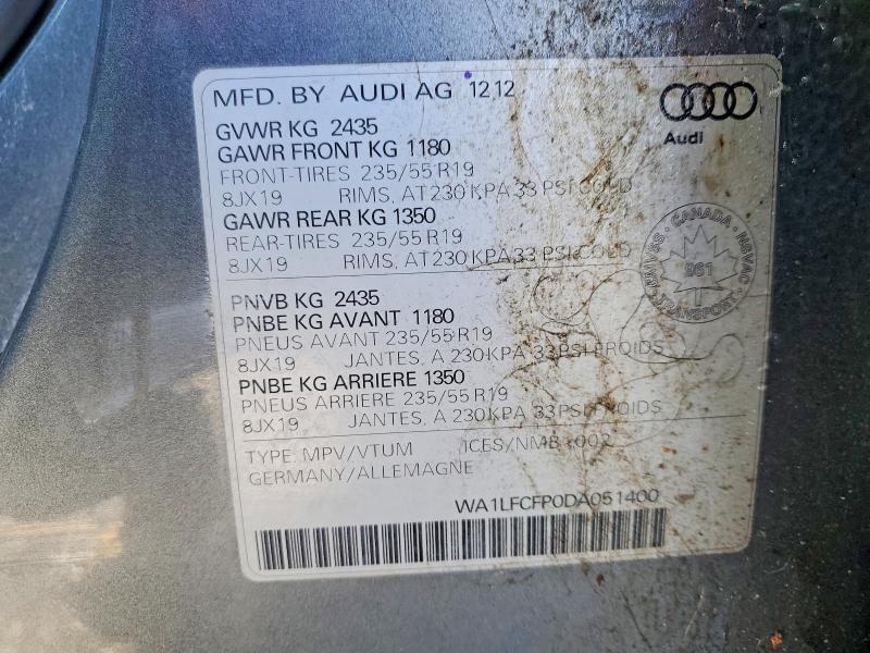 Aukcja sprzedaży 2013 Audi Q5 4dr Awd, vin: WA1LFCFP0DA051400, numer aukcji: 45648756