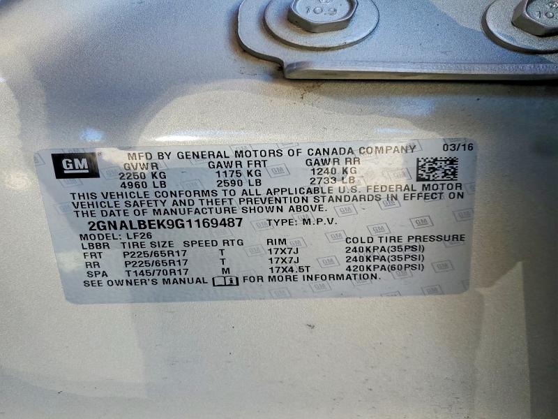 Продажа на аукционе авто 2016 Chevrolet Equinox, vin: 2GNALBEK9G1169487, номер лота: 46203116