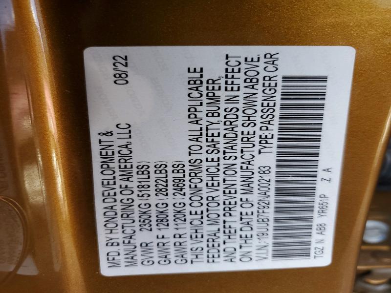 79429225 :رقم المزاد ، 19UUB7F92NA002183 vin ، 2022 Acura Tlx مزاد بيع