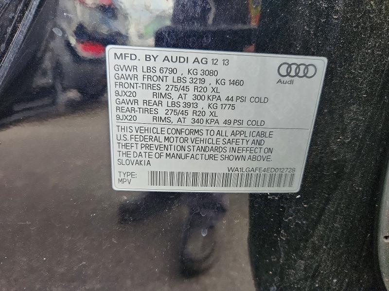 Продаж на аукціоні авто 2014 Audi Q7, vin: WA1LGAFE4ED012728, номер лоту: 45823836