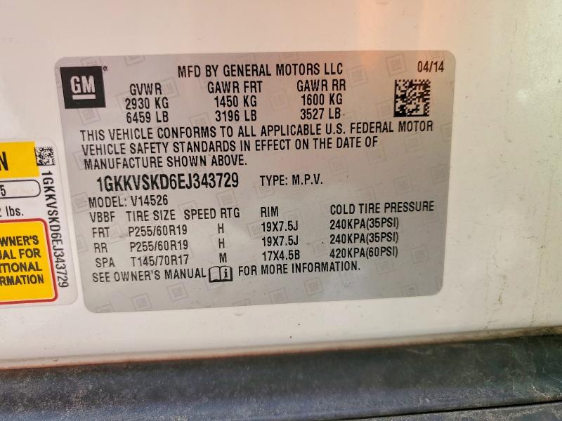 Продажа на аукционе авто 2014 Gmc Acadia, vin: 1GKKVSKD6EJ343729, номер лота: 45979236