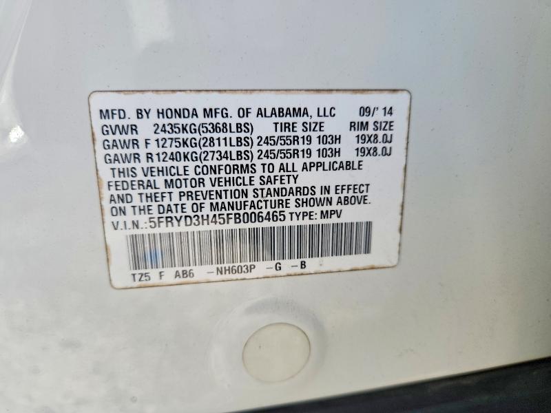 Aukcja sprzedaży 2015 Acura Mdx, vin: 5FRYD3H45FB006465, numer aukcji: 47579916