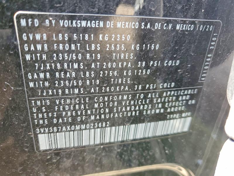 Продаж на аукціоні авто 2021 Volkswagen Tiguan, vin: 3VV3B7AX0MM023682, номер лоту: 47849056
