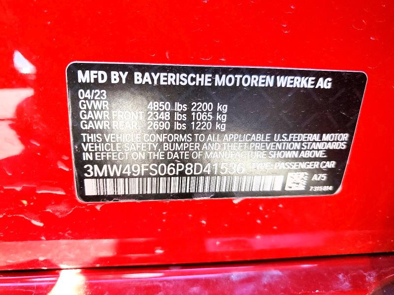 Продаж на аукціоні авто 2023 Bmw M340i, vin: 3MW49FS06P8D41536, номер лоту: 79817195
