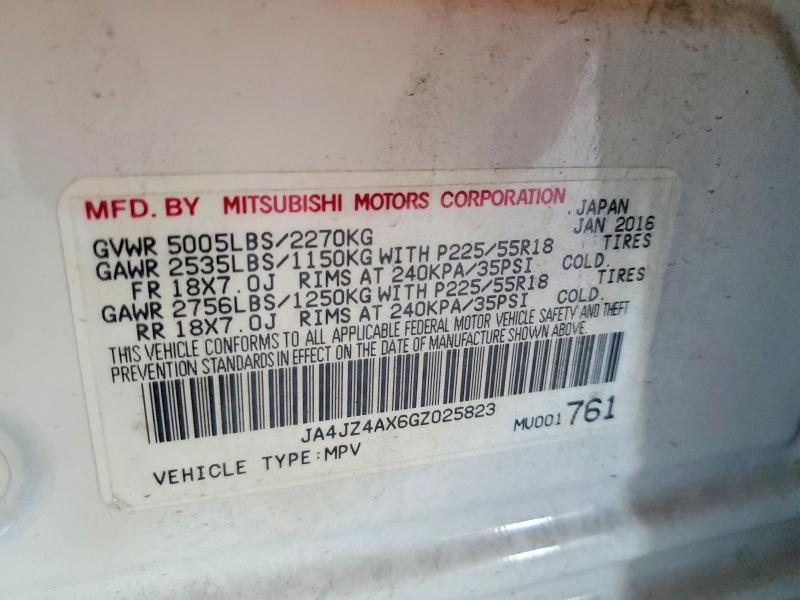 Продаж на аукціоні авто 2016 Mitsubishi Outlander, vin: JA4JZ4AX6GZ025823, номер лоту: 46722606