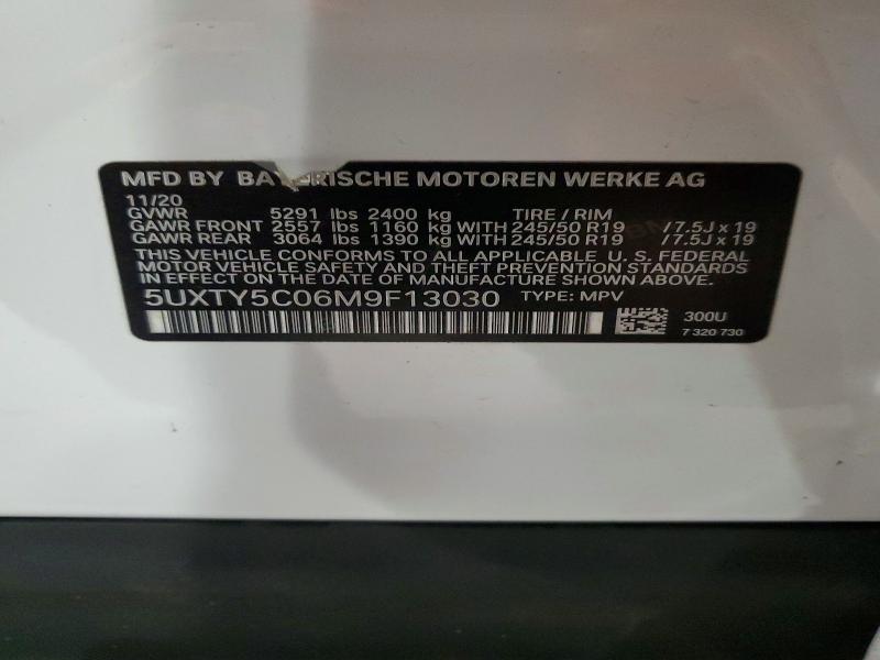 47728106 :رقم المزاد ، 5UXTY5C06M9F13030 vin ، 2021 Bmw X3 مزاد بيع