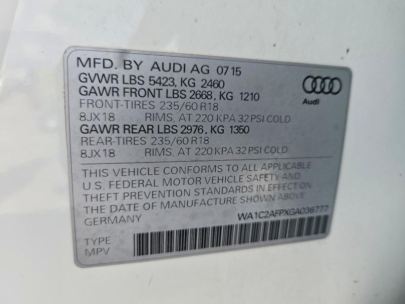 Продаж на аукціоні авто 2016 Audi Q5, vin: WA1C2AFPXGA036777, номер лоту: 47784296