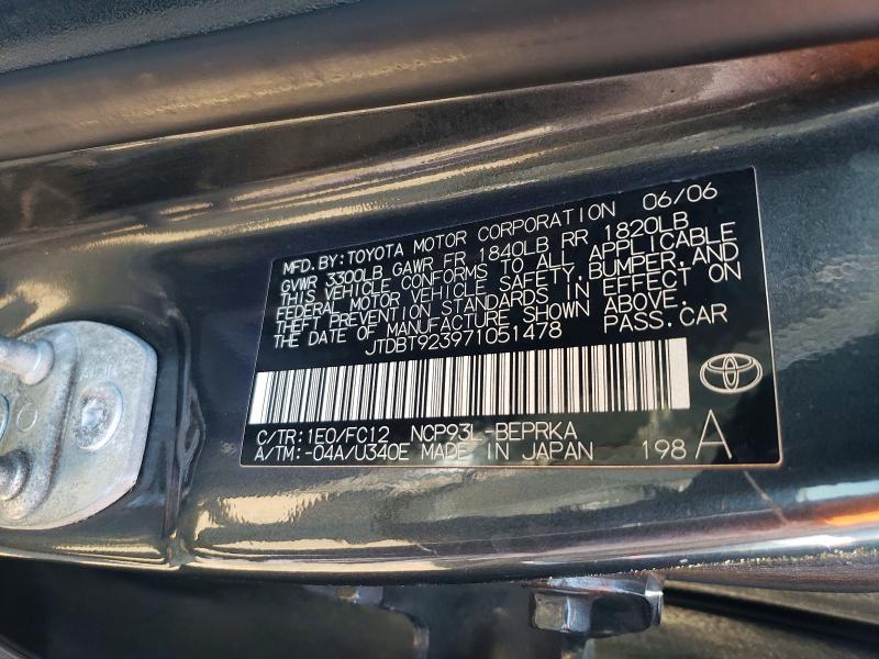 Продаж на аукціоні авто 2007 Toyota Yaris, vin: JTDBT923971051478, номер лоту: 47618456