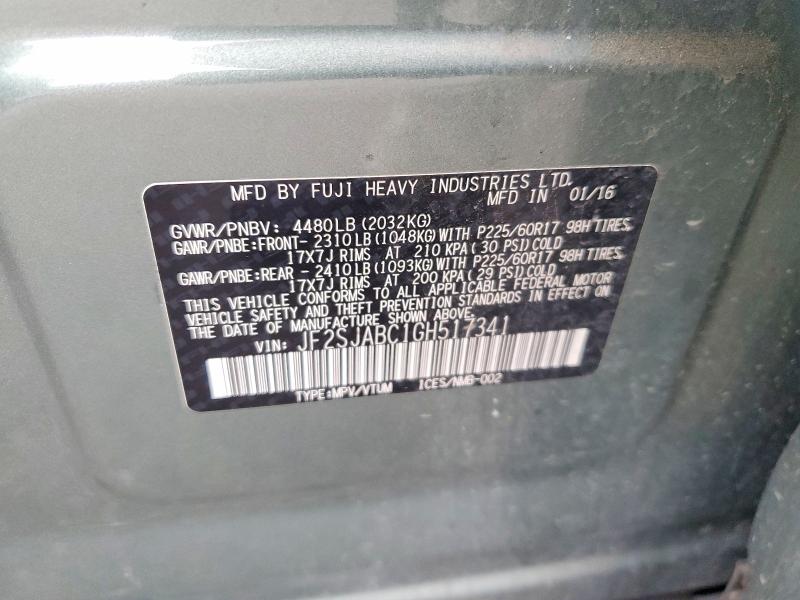 Продаж на аукціоні авто 2016 Subaru Forester, vin: JF2SJABC1GH517341, номер лоту: 46900296