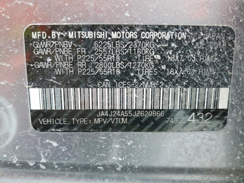 79815915 :رقم المزاد ، JA4J24A55JZ620866 vin ، 2018 Mitsubishi Outlander مزاد بيع