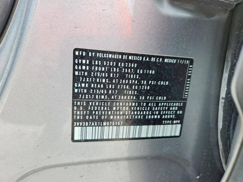 Aukcja sprzedaży 2020 Volkswagen Tiguan, vin: 3VV3B7AX1LM075157, numer aukcji: 46282066