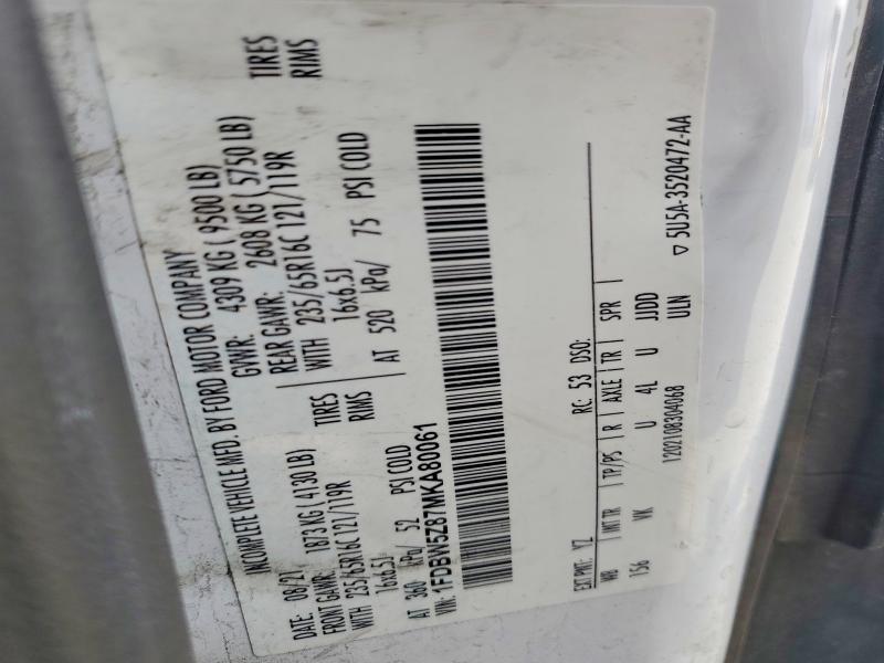 Продажа на аукционе авто 2021 Ford Transit, vin: 1FDBW5Z87MKA80061, номер лота: 79992095