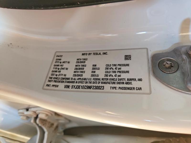 Aukcja sprzedaży 2022 Tesla Model 3, vin: 5YJ3E1EC9NF230023, numer aukcji: 46385686