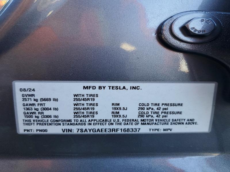 Aukcja sprzedaży 2024 Tesla Model Y, vin: 7SAYGAEE3RF168337, numer aukcji: 46955446