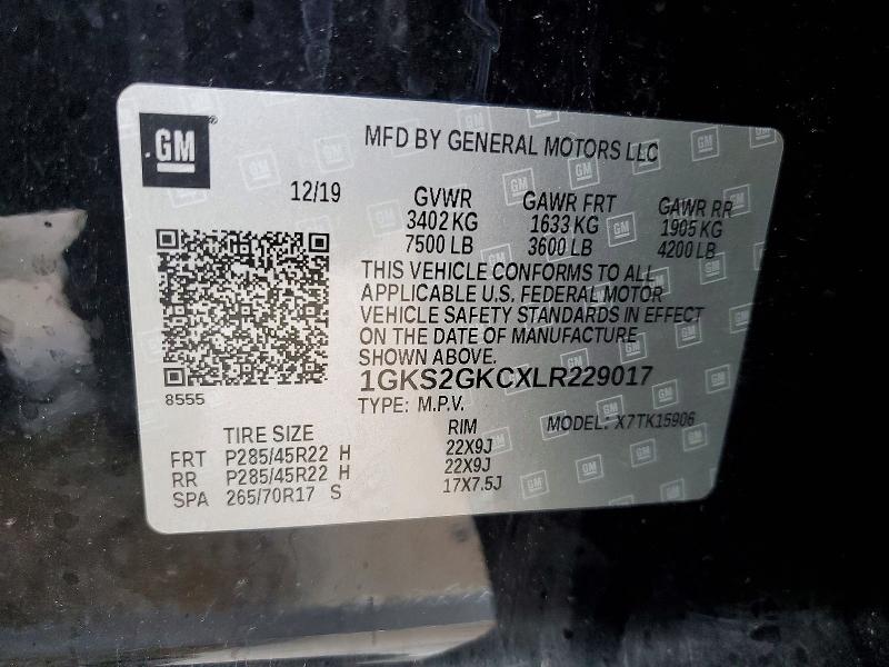 2020 Gmc Yukon Xl მანქანა იყიდება აუქციონზე, vin: 1GKS2GKCXLR229017, აუქციონის ნომერი: 79986935