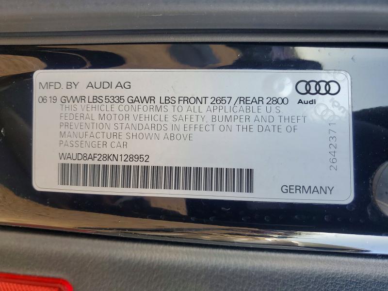 Продаж на аукціоні авто 2019 Audi A6, vin: WAUD8AF28KN128952, номер лоту: 45535406