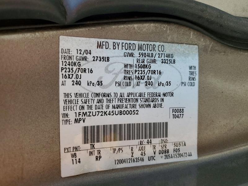 Aukcja sprzedaży 2005 Ford Explorer, vin: 1FMZU72K45UB00052, numer aukcji: 47725246