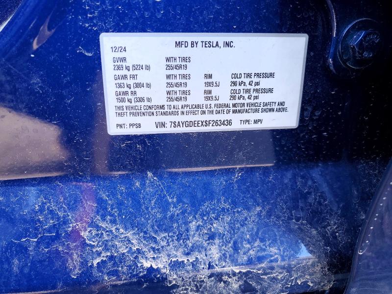 Продаж на аукціоні авто 2025 Tesla Model Y, vin: 7SAYGDEEXSF263436, номер лоту: 46648646