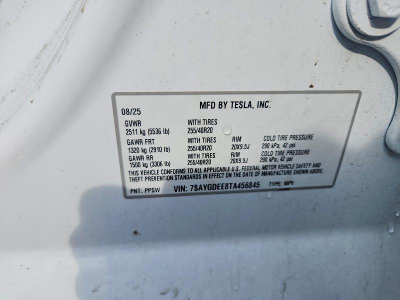 47943676 :رقم المزاد ، 7SAYGDEE8TA456845 vin ، 2026 Tesla Model Y مزاد بيع