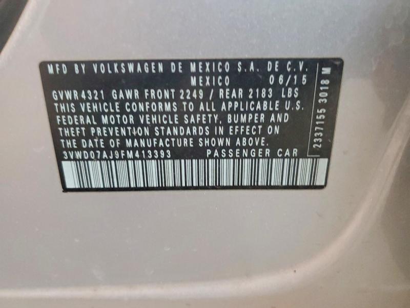 46288276 :رقم المزاد ، 3VWD07AJ9FM413393 vin ، 2015 Volkswagen Jetta مزاد بيع