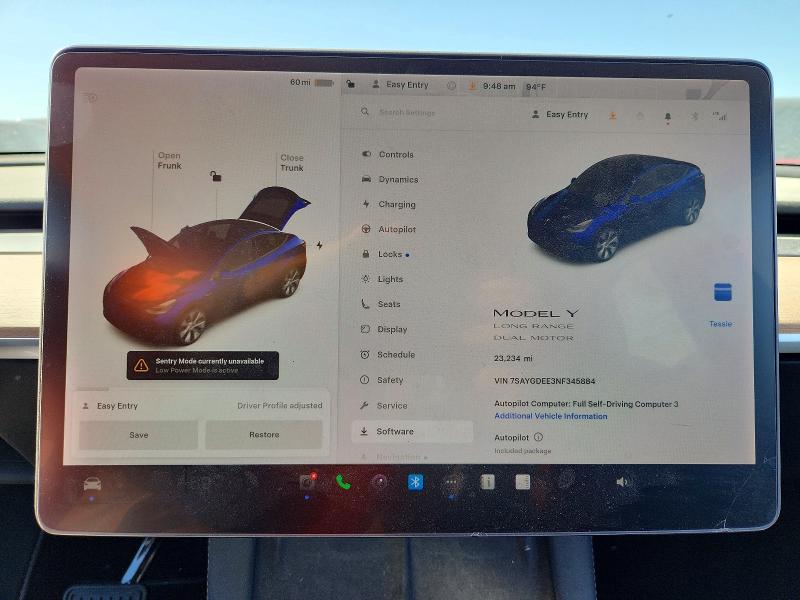 41618616 :رقم المزاد ، 7SAYGDEE3NF345884 vin ، 2022 Tesla Model Y مزاد بيع