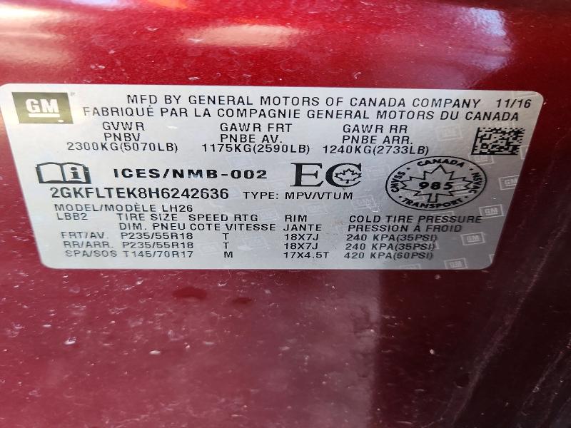 45477366 :رقم المزاد ، 2GKFLTEK8H6242636 vin ، 2017 Gmc Terrain مزاد بيع