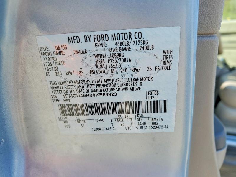 Продажа на аукционе авто 2008 Ford Escape, vin: 1FMCU49H08KE68923, номер лота: 45843946