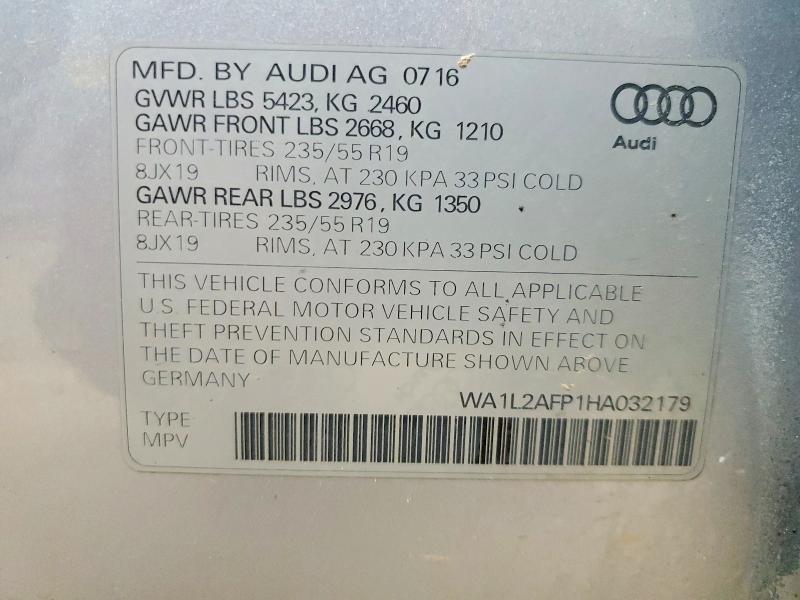 2017 Audi Q5 მანქანა იყიდება აუქციონზე, vin: WA1L2AFP1HA032179, აუქციონის ნომერი: 47319616