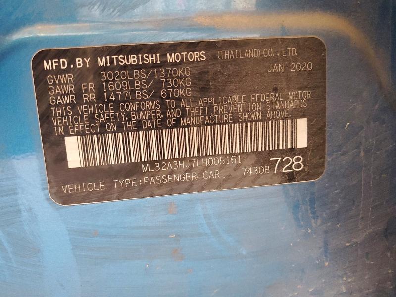 Aukcja sprzedaży 2020 Mitsubishi Mirage, vin: ML32A3HJ7LH005161, numer aukcji: 47499446