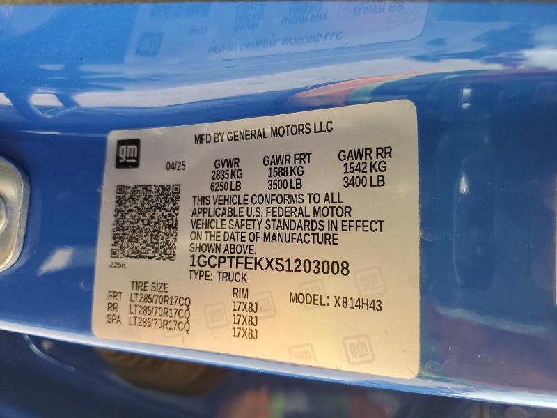 Aukcja sprzedaży 2025 Chevrolet Colorado, vin: 1GCPTFEKXS1203008, numer aukcji: 78130425