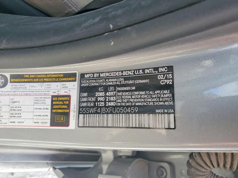 47685706 :رقم المزاد ، 55SWF4JBXFU050459 vin ، 2015 Mercedes-benz C مزاد بيع