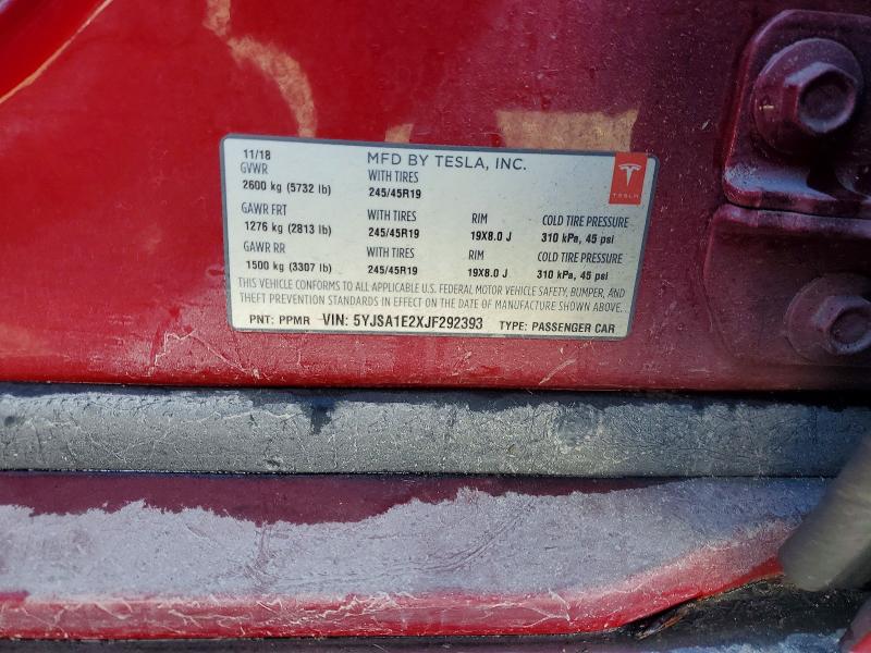 47432266 :رقم المزاد ، 5YJSA1E2XJF292393 vin ، 2018 Tesla Model S مزاد بيع