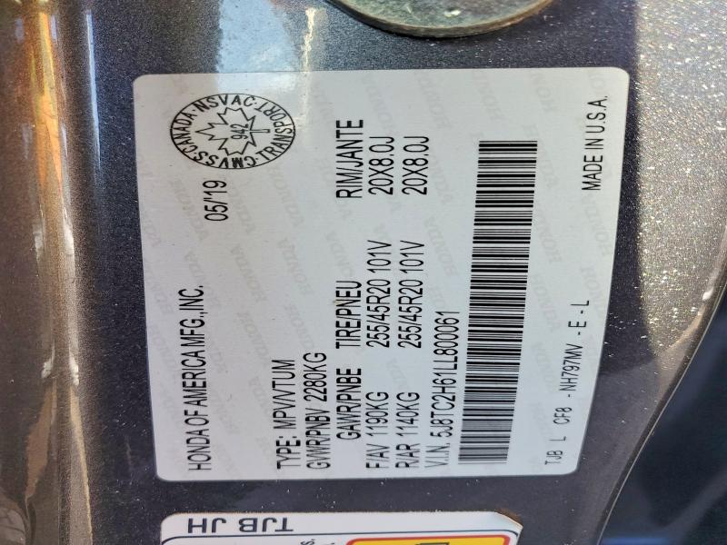 79919945 :رقم المزاد ، 5J8TC2H61LL800061 vin ، 2020 Acura Rdx مزاد بيع