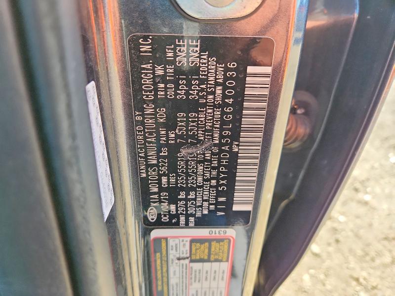 2020 Kia Sorento მანქანა იყიდება აუქციონზე, vin: 5XYPHDA59LG640036, აუქციონის ნომერი: 47807246