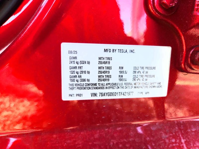 47293946 :رقم المزاد ، 7SAYGDED1TF421977 vin ، 2026 Tesla Model Y مزاد بيع
